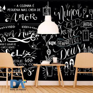 Papel de parede "A cozinha é pequena mas cheia de amor" - Chalkboard