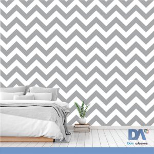 Papel de parede Zig Zag Monocromático - Linha quarto