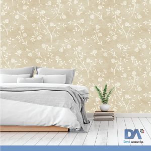 Papel de parede floral bege - Linha quarto