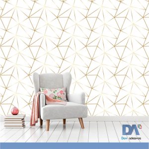 Papel de parede Zara Branco Dourado - Linha sala