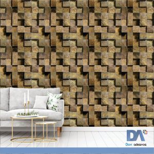 Papel de parede quebra-cabeça madeira - Linha sala