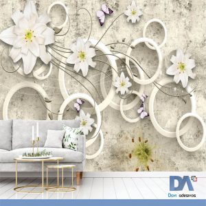 Papel de parede Flores e Arcos- Linha sala
